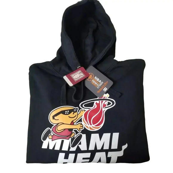 NWT NBA Hardwood Classic Mitchell & Ness Denzel Curry x Miami Heat Hoodie XL - Picture 4 of 6
